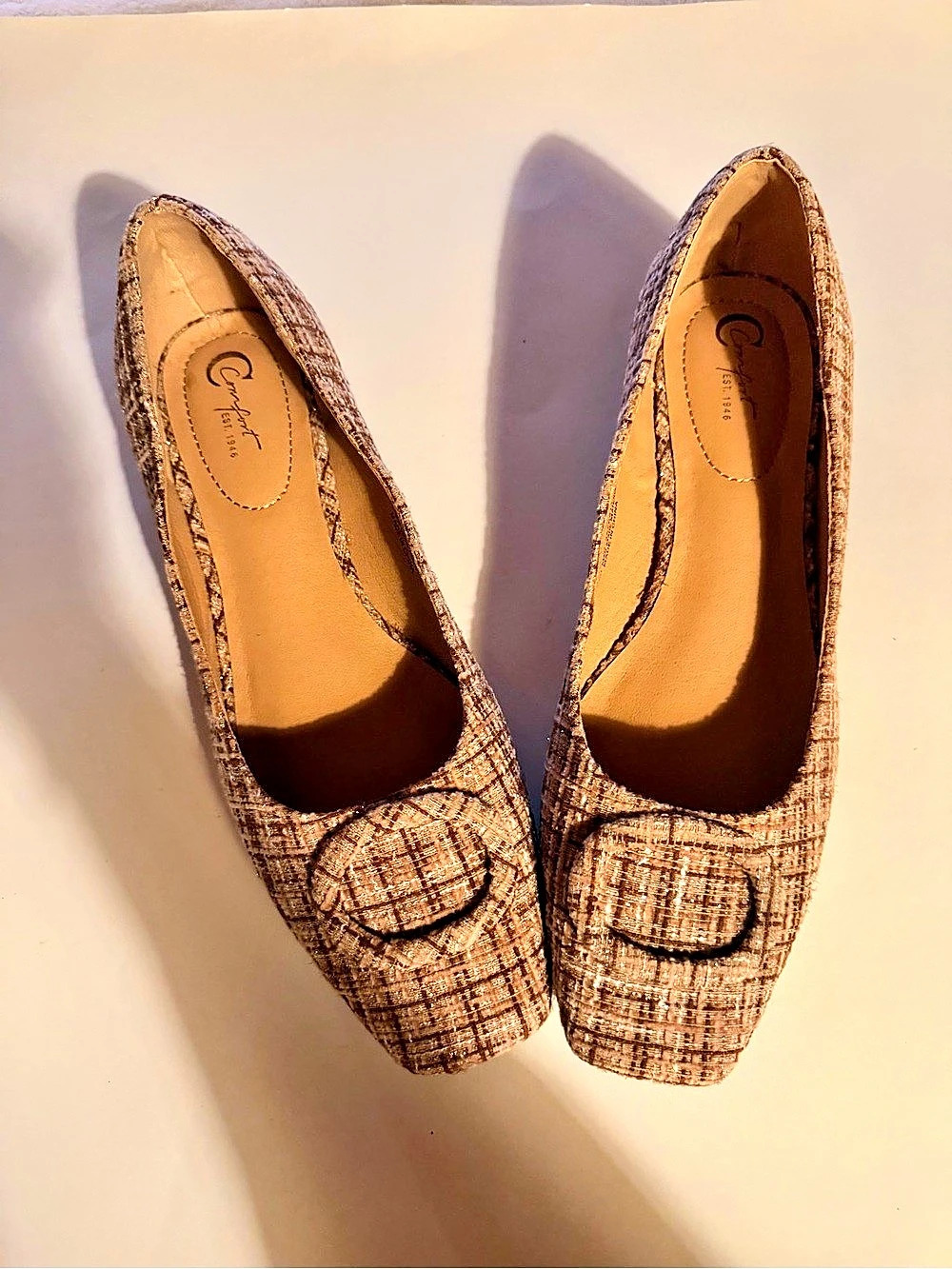 Cato Comfort Est. 1946 Plaid Tweed Low Block Heel Pumps - Size 10M